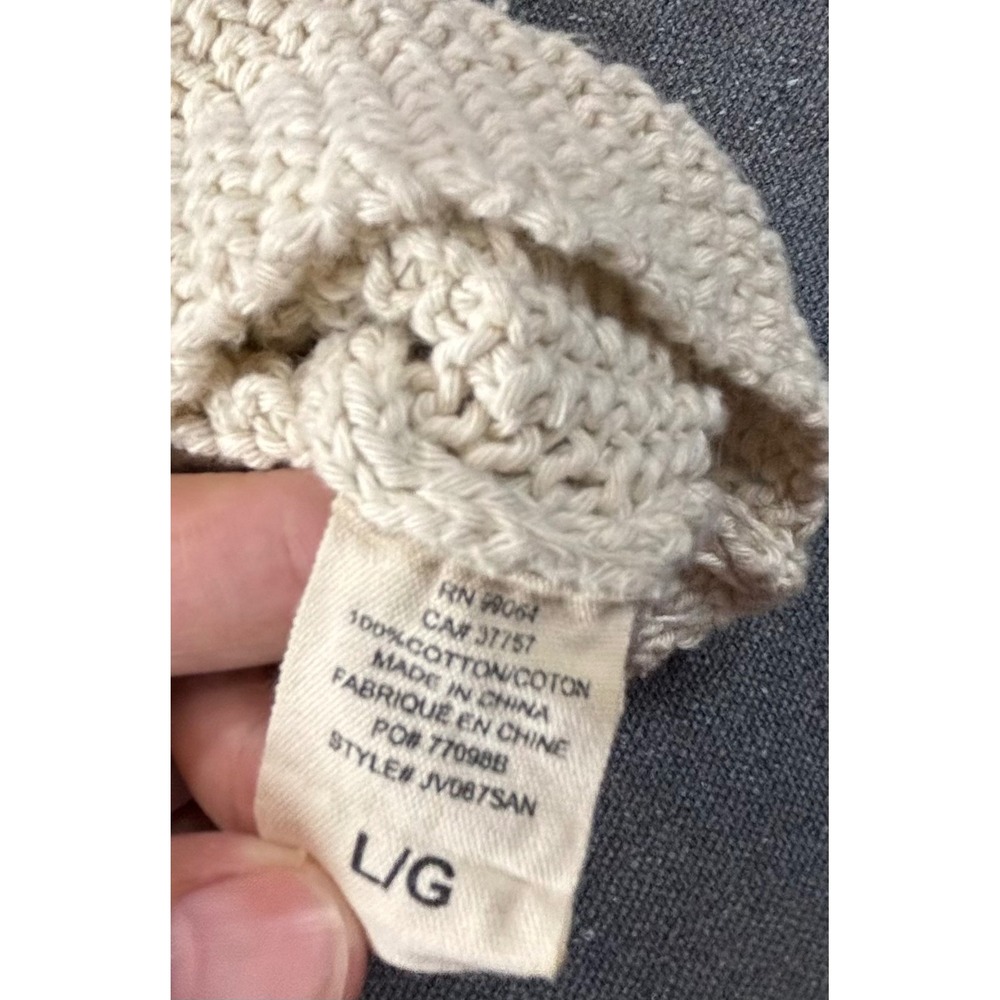 Billabong Cream Cotton Knit Fringe Sweater Boho Southwestern Embroidered Large - Picture 3 of 7